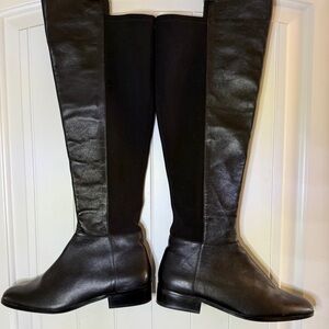 Elegant Black Leather Knee-High Boots